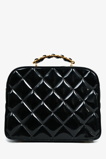 Chanel 1994-96 Black Patent Leather Large Vanity Case