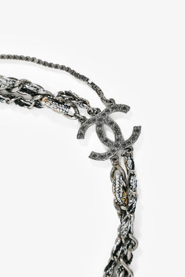 Chanel 2013 Gunmetal Triple CC Chain Necklace