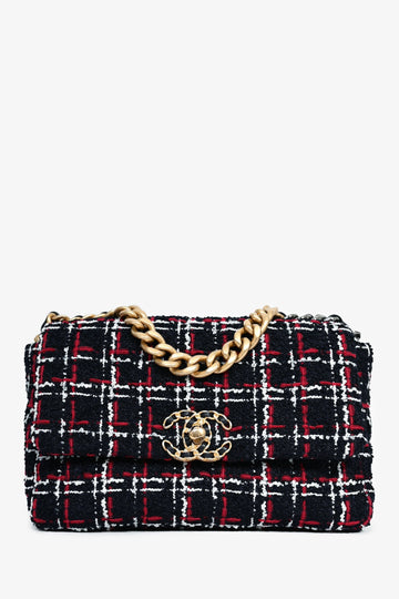Chanel Black/Red/White Tweed Medium 19 Flap Shoulder New 1:1 Bags