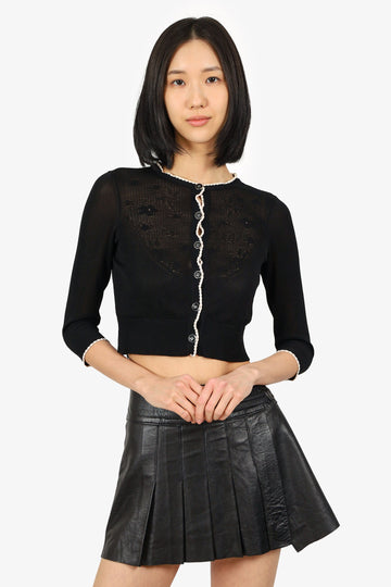 Chanel 24B Black Knit Cardigan Size 34