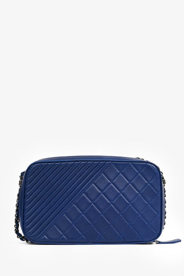 Chanel Blue Leather Pewter Large CC Coco Camera Boy New 1:1 Bags