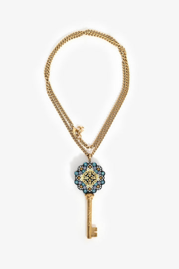 Chanel 2017 Gold Tone 'Collectables Key' Resin Pendant Necklace