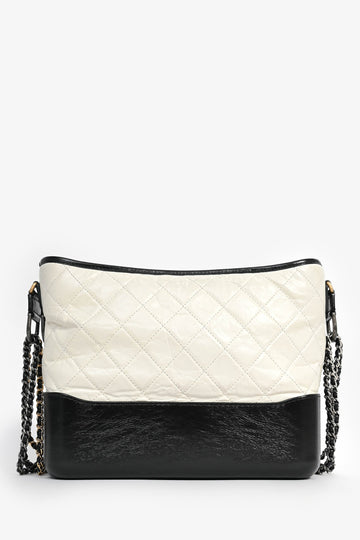 Chanel 2017 White/Black Leather 'Gabrielle' Multichain Hobo New 1:1 Bags