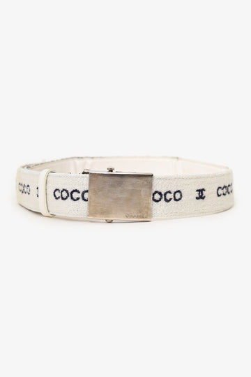 Chanel White Wool 'Coco CC' Belt