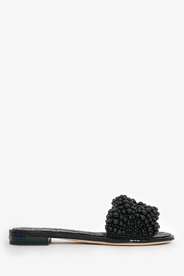 Chanel Black Iridescent Beaded Slides Size 36