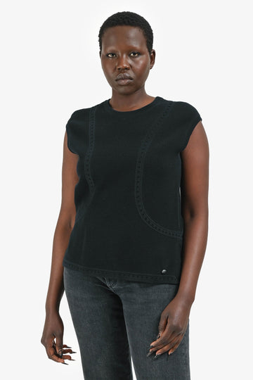 Chanel Navy Cotton Knit Top Size 42