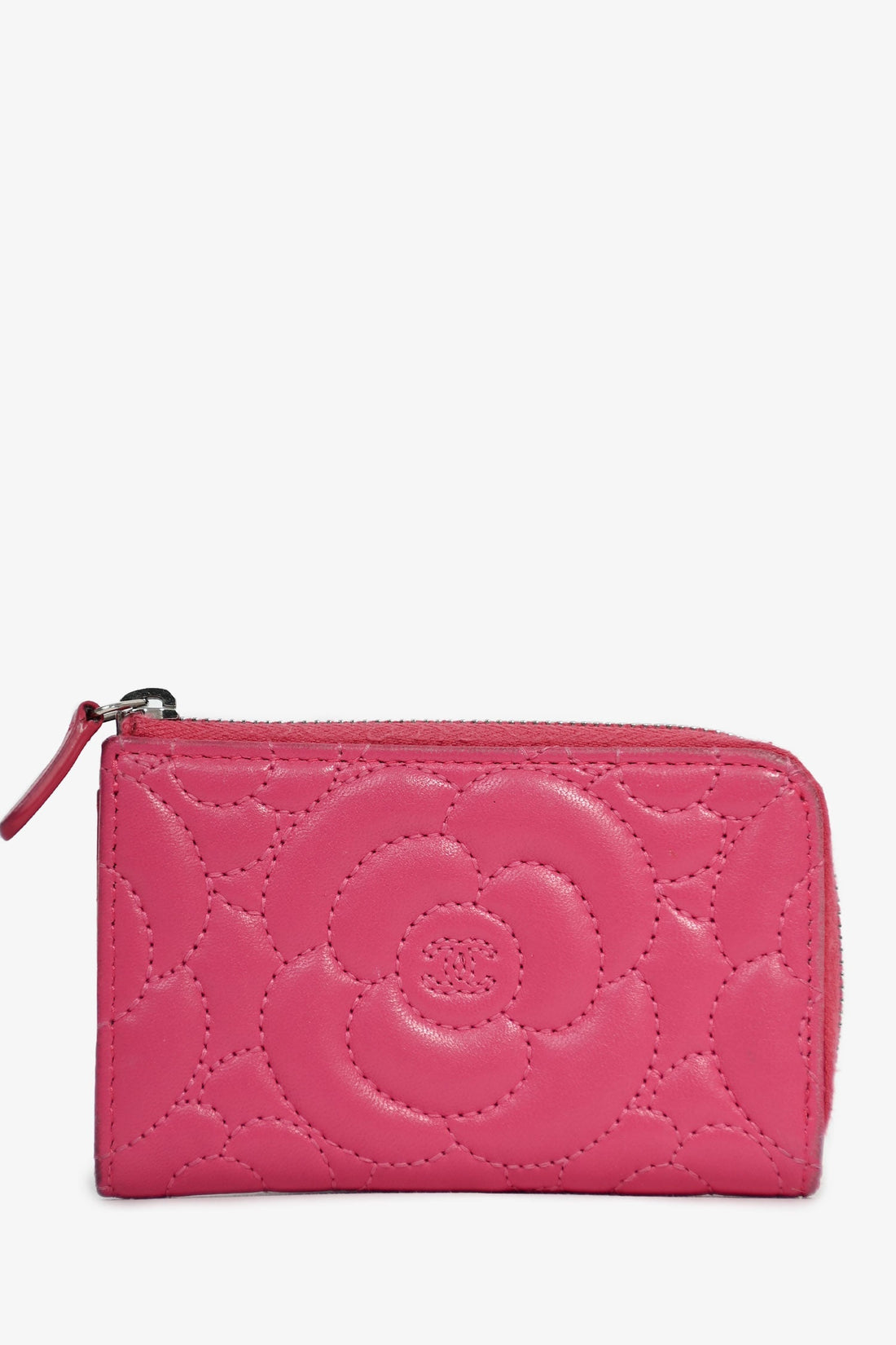 Chanel 2017-18 Hot Pink Camellia Flower Key Ring Card Holder