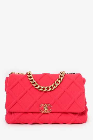 Chanel Pink Jersey Maxi 19 Flap
