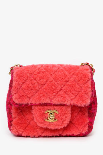 Chanel Pink Shearling Mini Square Flap