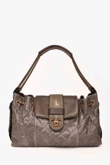 Chanel 2012 Grey Bindi Galuchat Flap New 1:1 Bags