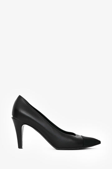 Chanel Black Leather Pointed Toe Heels Size 40