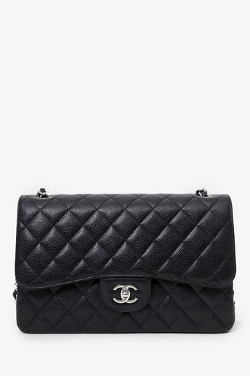 Chanel 2021+ Black Caviar Leather Jumbo Double Flap