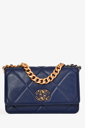 Chanel Navy Lambskin 'Chanel 19' Wallet on Chain