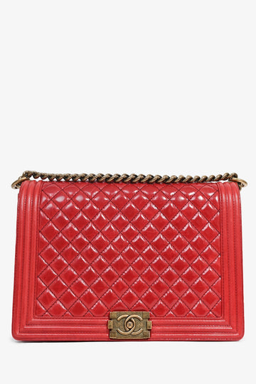 Chanel 2012-13 Red Leather Large Boy New 1:1 Bags