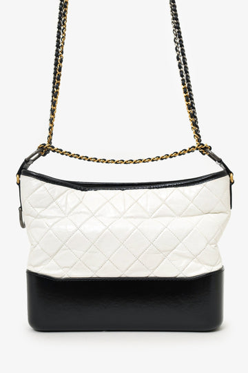 Chanel 2017 Black/White Quilted Lambskin Leather Medium Gabrielle New 1:1 Bags