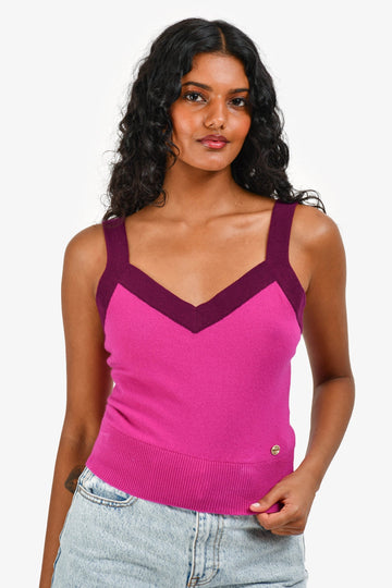 Chanel Autumn 2020 Fuchsia/Purple Cashmere Tank Top Size 36