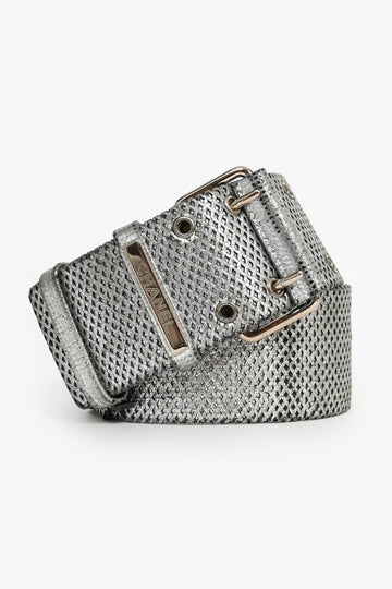 Chanel Silver Mesh Wide Belt Size 75/30