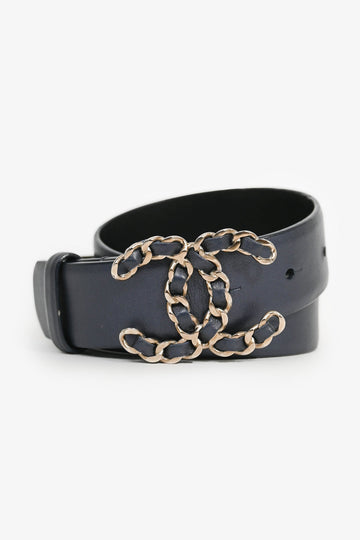 Chanel Navy Calfskin CC Chain Belt Size 80/32