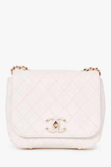 Chanel 2018/19 White Leather Small Covered CC Flap New 1:1 Bags