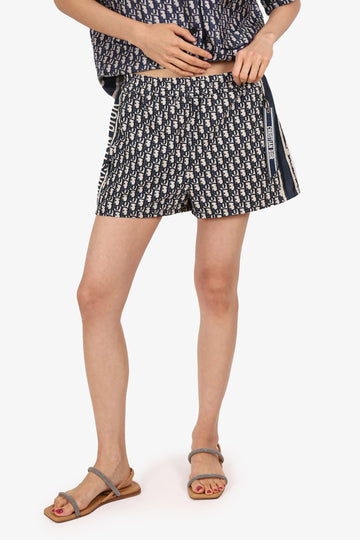 Christian Dior Navy/White Oblique Technical Motif Shorts Size 4