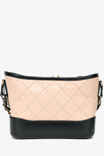 Chanel 2017-18 Beige/Black Leather Small Gabrielle Chain New 1:1 Bags