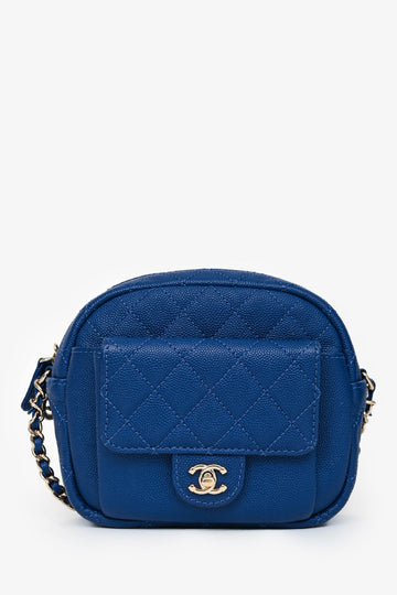 Chanel 2019 Dark Blue Caviar Camera New 1:1 Bags GHW