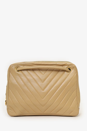Chanel 1989-91 Beige Lambskin Chevron Shoulder New 1:1 Bags