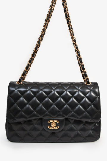 Chanel 2010-11 Black Lambskin Jumbo Double Flap GHW