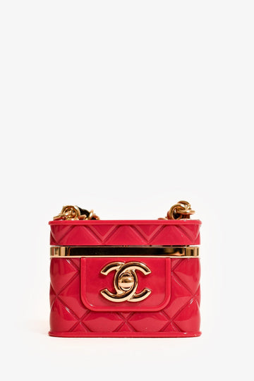 Chanel 2022 Magenta Resin Mini Vanity Case Pendant Chain Necklace