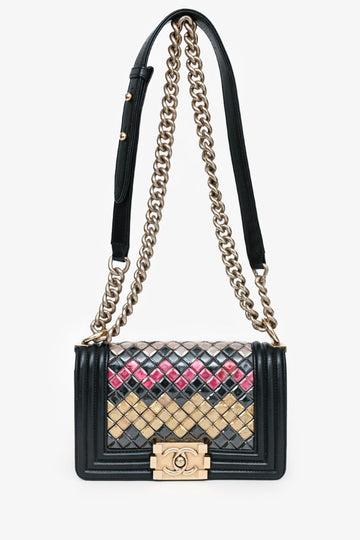 Chanel 2015-16 Black Leather Small Brasserie Mosaic Boy New 1:1 Bags