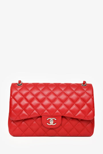 Chanel 2012-13 Red Lambskin Leather Classic Large Double Flap