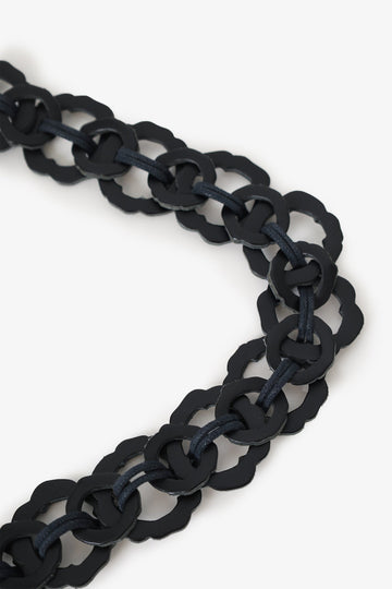 Chanel 2003 Black Leather Interlocking Link Belt Size 80/32