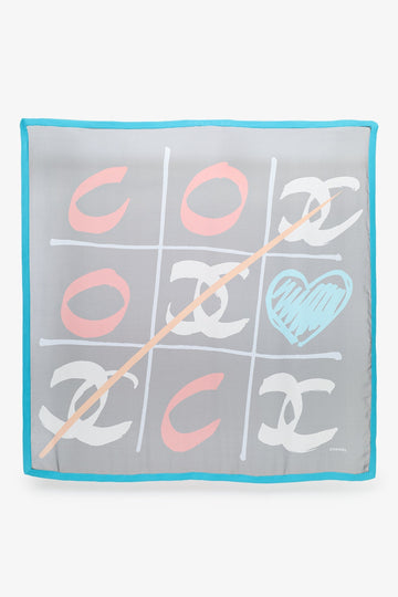 Chanel Black/Multicolour Silk CC Chiffon Game Scarf