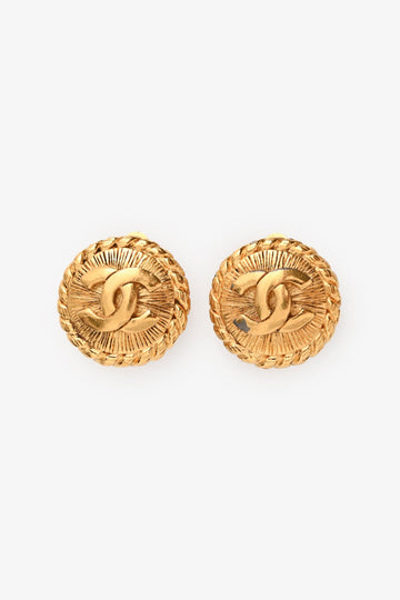 Chanel Vintage Gold Tone CC Ear Clips