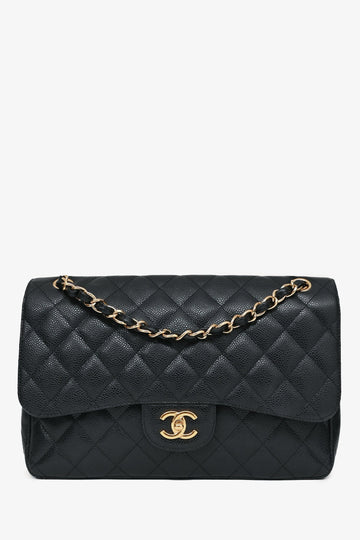 Chanel 2011-12 Black Caviar Leather Classic Jumbo Double Flap GHW