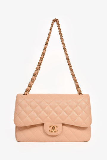 Chanel 2012 Beige Caviar Jumbo Double Flap Shoulder New 1:1 Bags