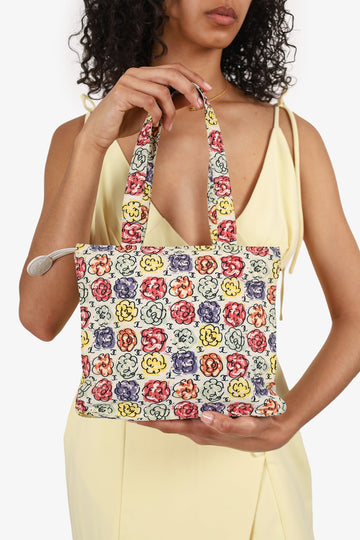 Chanel White/Multicolour Floral Print CC Mini Tote