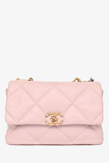 Chanel 2021 Light Pink Lambskin Leather Large 19 Chain New 1:1 Bags
