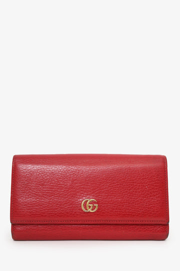 Gucci Red Leather GG Marmont Long Wallet 'As Is'