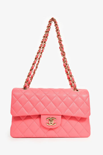 Chanel 2025 Hot Pink Caviar Small Double Flap Shoulder New 1:1 Bags