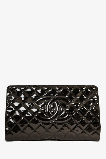 Chanel 2012-13 Black Patent Timeless Frame Clutch