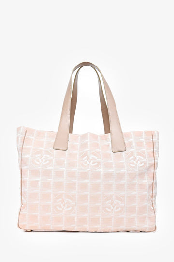 Chanel 2004-5 Pink Canvas Travel Ligne CC Logo Tote