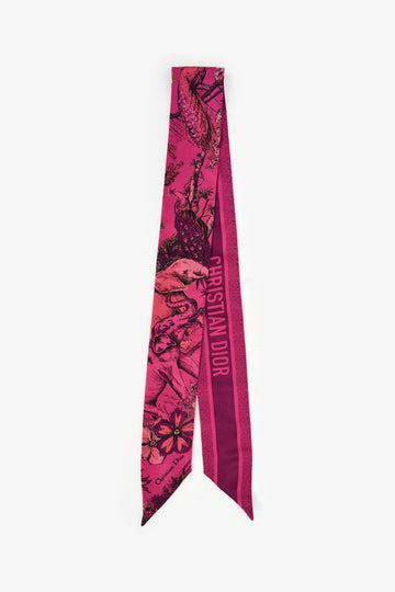 Christian Dior Magenta Floral Silk Twilly