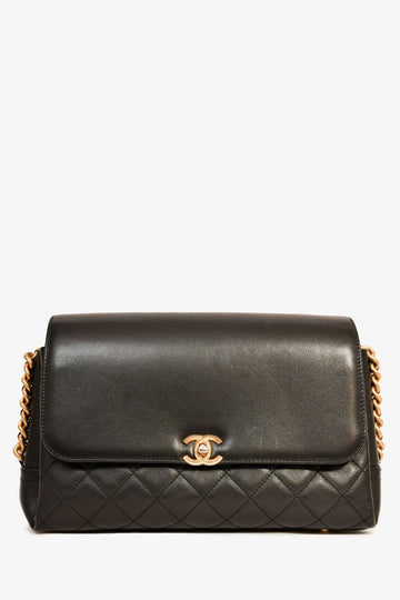 Chanel 2019-20 Black Leather Side Chain Large CC Crossbody New 1:1 Bags
