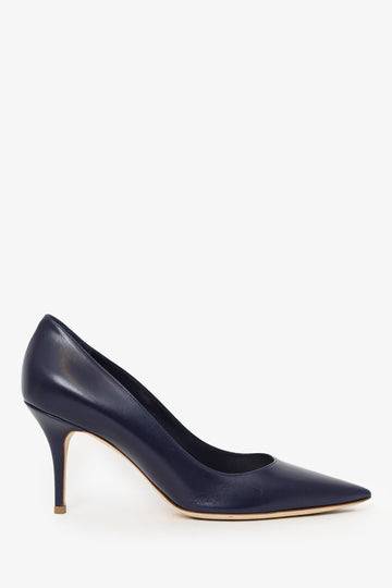 Christian Dior Navy Leather Pointed Toe Heels Size 40