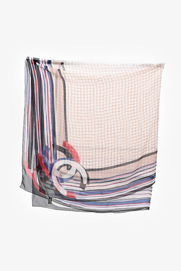 Chanel Pink/White Sheer Silk Polka Dot Large Scarf