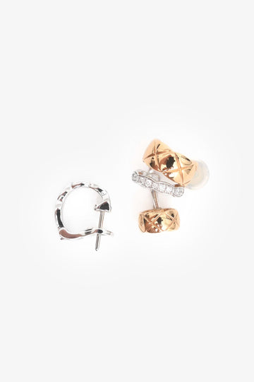 Chanel 18K Yellow/White Gold Coco Crush Earring + Ear Cuff