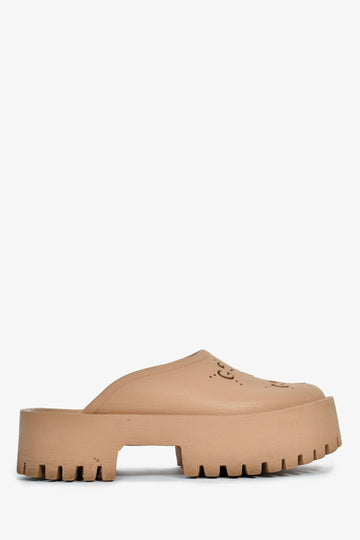 Gucci Nude Rubber Platform Clogs Size 40