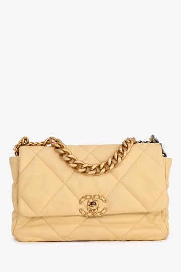 Chanel 2019/2020 Yellow Lambskin Leather Quilted CC Flap New 1:1 Bags