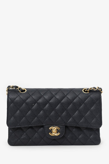 Chanel 2011 Black Caviar Leather Medium Double Flap With Gold-Tone Hardware